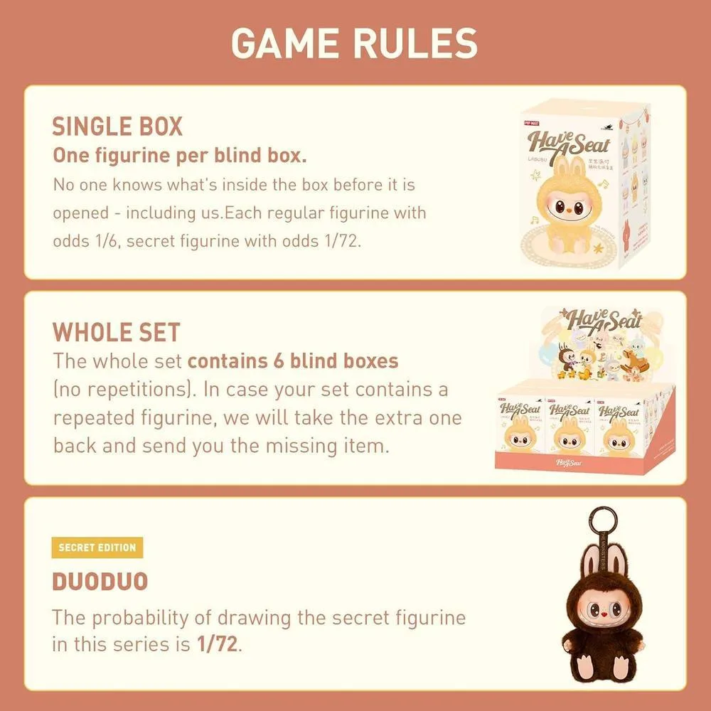 POP MART The Monsters - Caja ciega de vinilo de felpa con texto en inglés Have a Seat, figuras de diseño aleatorio coleccionables