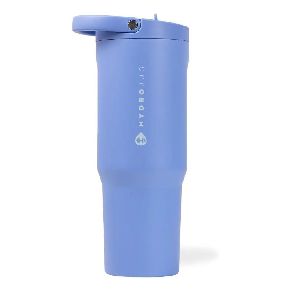 HydroJug Sport - Stainless Steel Tumbler with Straw, Vacuum Insulated, 32oz Leakproof Water Bottle, Ergonomic Design, Reusable, Dishwasher Safe, Rubber Base, Durable for Gym or Outdoors, Light Blue