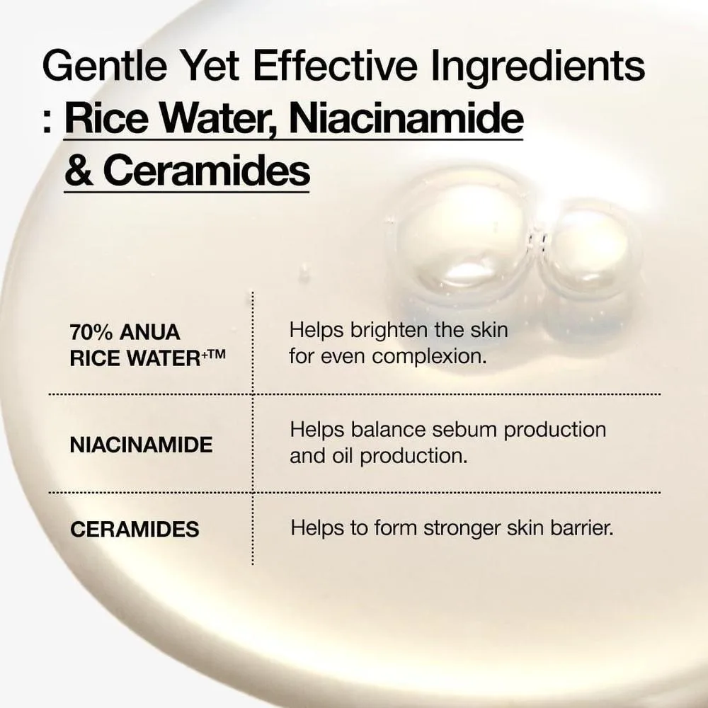 Anua Rice 70 Glow Milky Toner Con Niacinamida Ceramidas Y Agua De Arroz 250ml