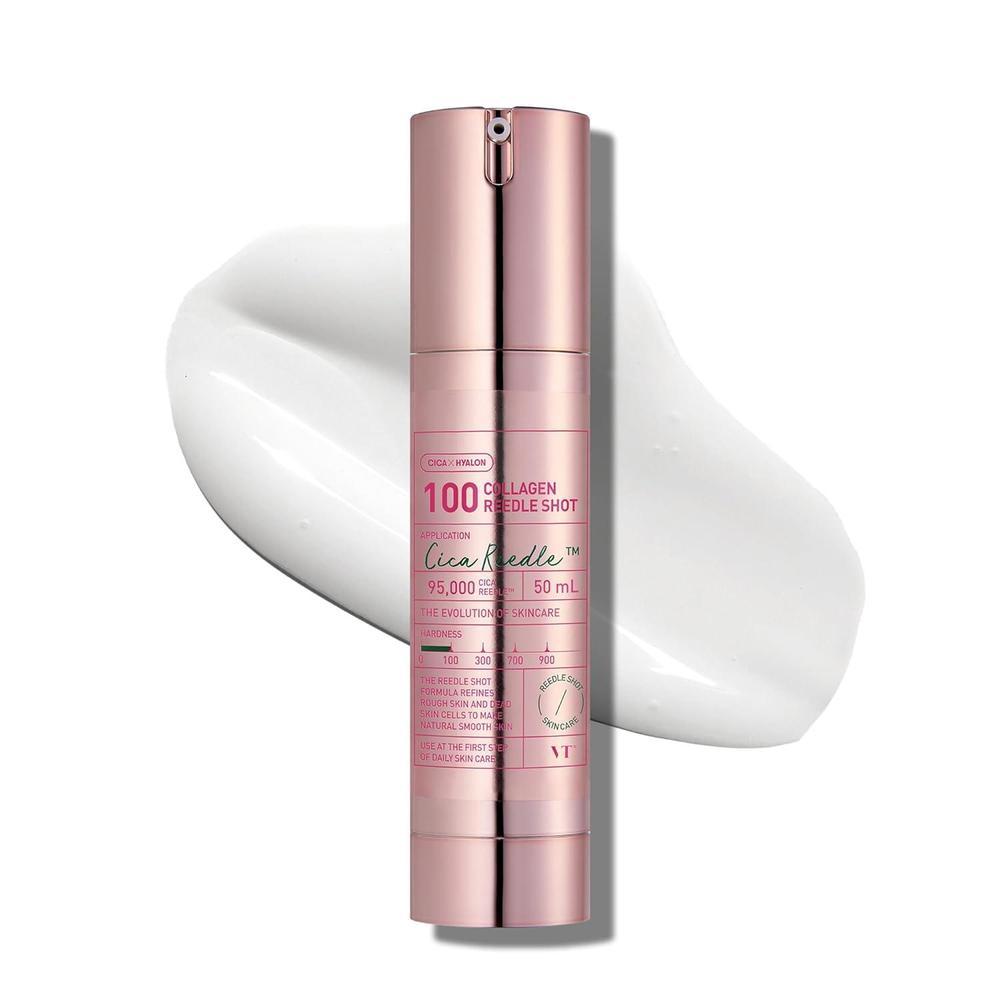 VT COSMETICS Pink Reedle Shot 100 Suero con Extracto de Colágeno 500Da y Fórmula de Microagujas Spicule, Potenciador de Piel Coreano, 1.69 fl oz (50ml)