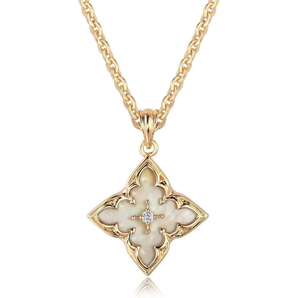 Fettero Collar de trébol de oro para mujer con colgante de circonita cúbica chapada en oro de 14 quilates y cadena ajustable