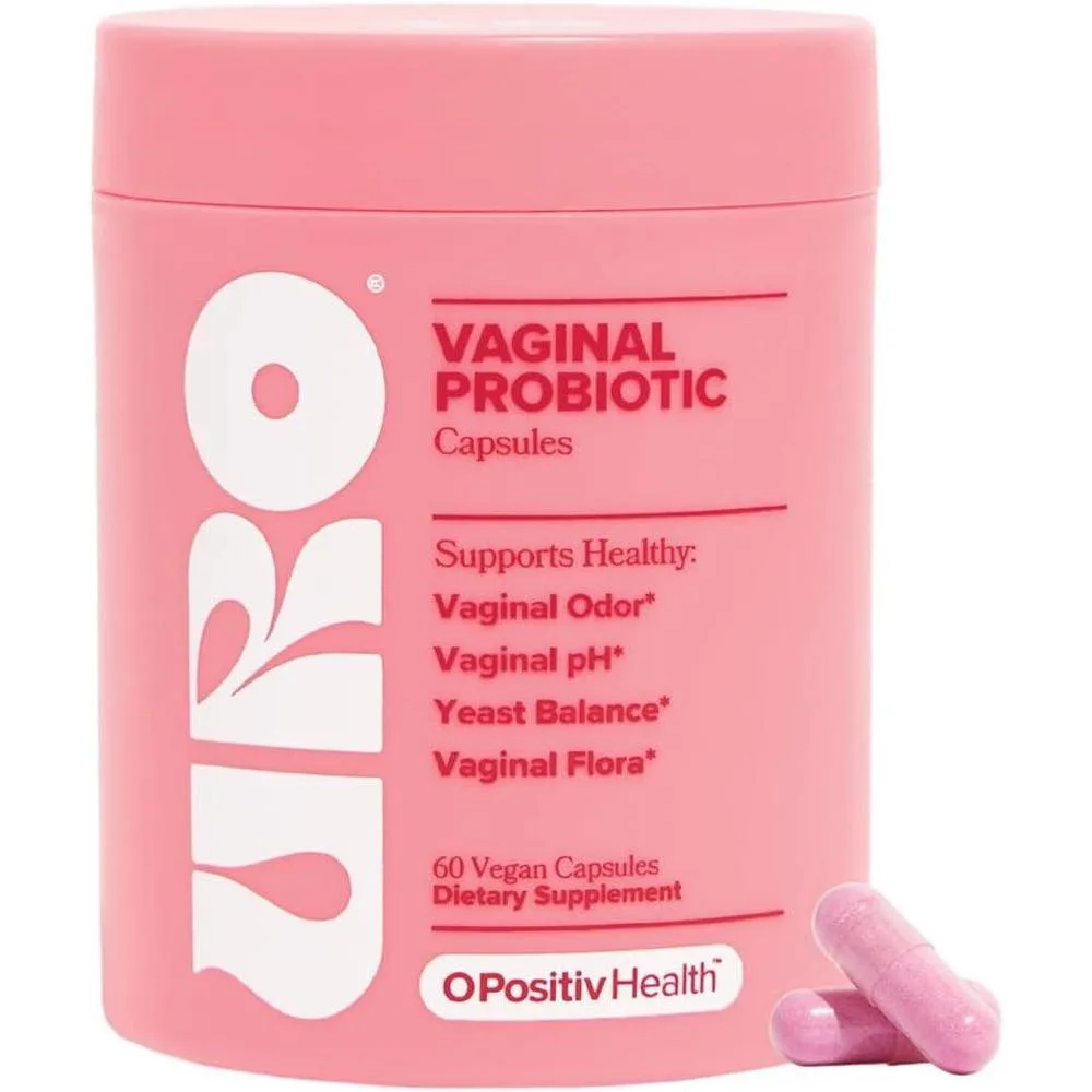 O Positiv URO - Probióticos vaginales para mujeres, equilibrio de pH con prebióticos y Lactobacillus, suplemento de salud vaginal, promueve el olor y la flora vaginales saludables, 60 unidades