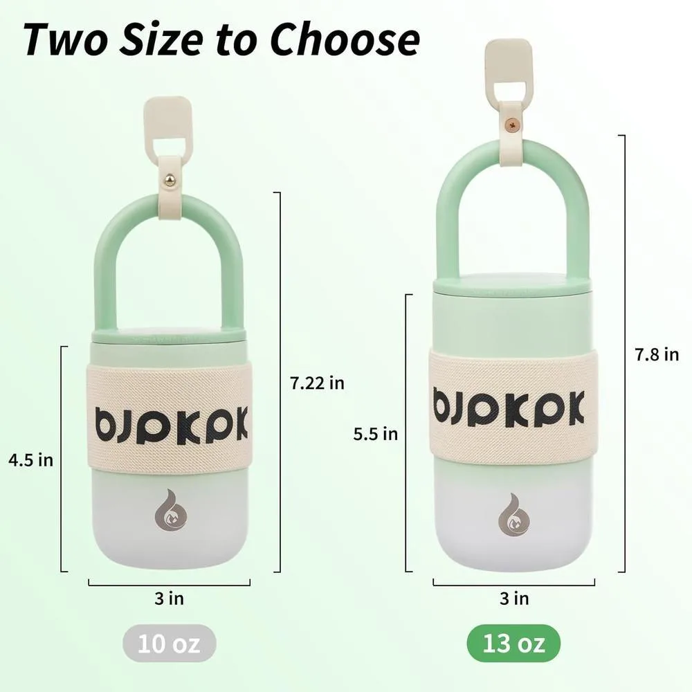 Vaso térmico de acero inoxidable BJPKPK con tapa y asa, ideal para café de viaje, color niebla verde