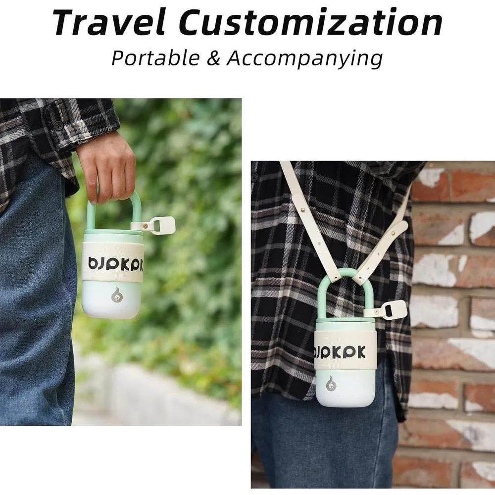 Vaso térmico de acero inoxidable BJPKPK con tapa y asa, ideal para café de viaje, color niebla verde
