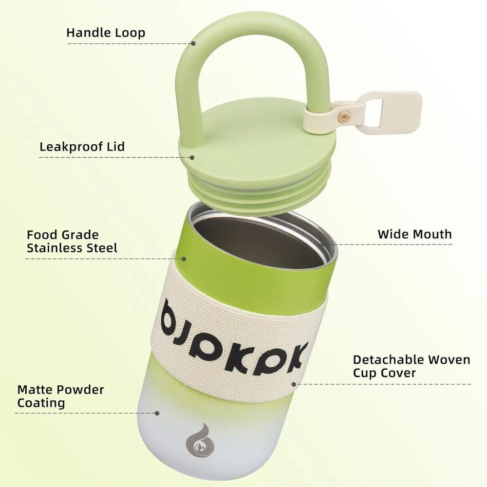 Taza de café BJPKPK con tapa y asa de acero inoxidable, ideal para mantener bebidas frías y calientes, color pepino