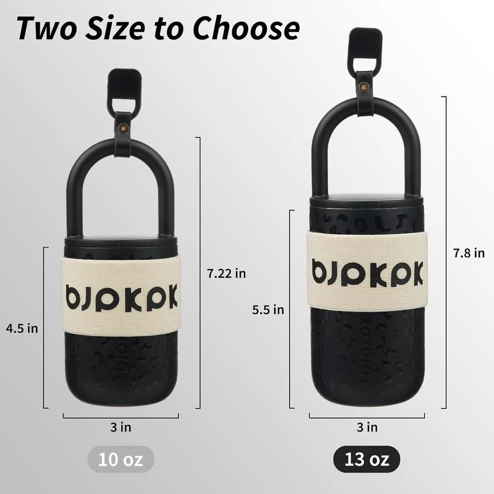BJPKPK Vaso aislado con tapa y asa, acero inoxidable, a prueba de fugas, ideal para café y bebidas, diseño leopardo negro