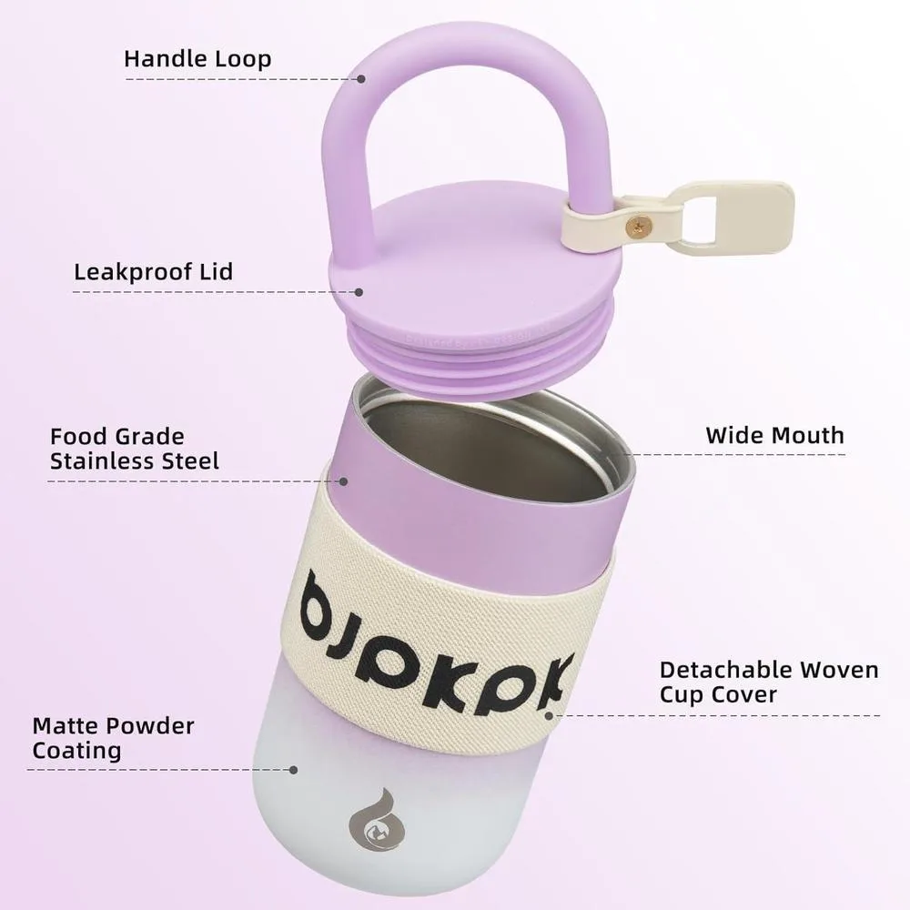 Vaso aislado BJPKPK con tapa y asa, ideal para café y viajes, en color lila