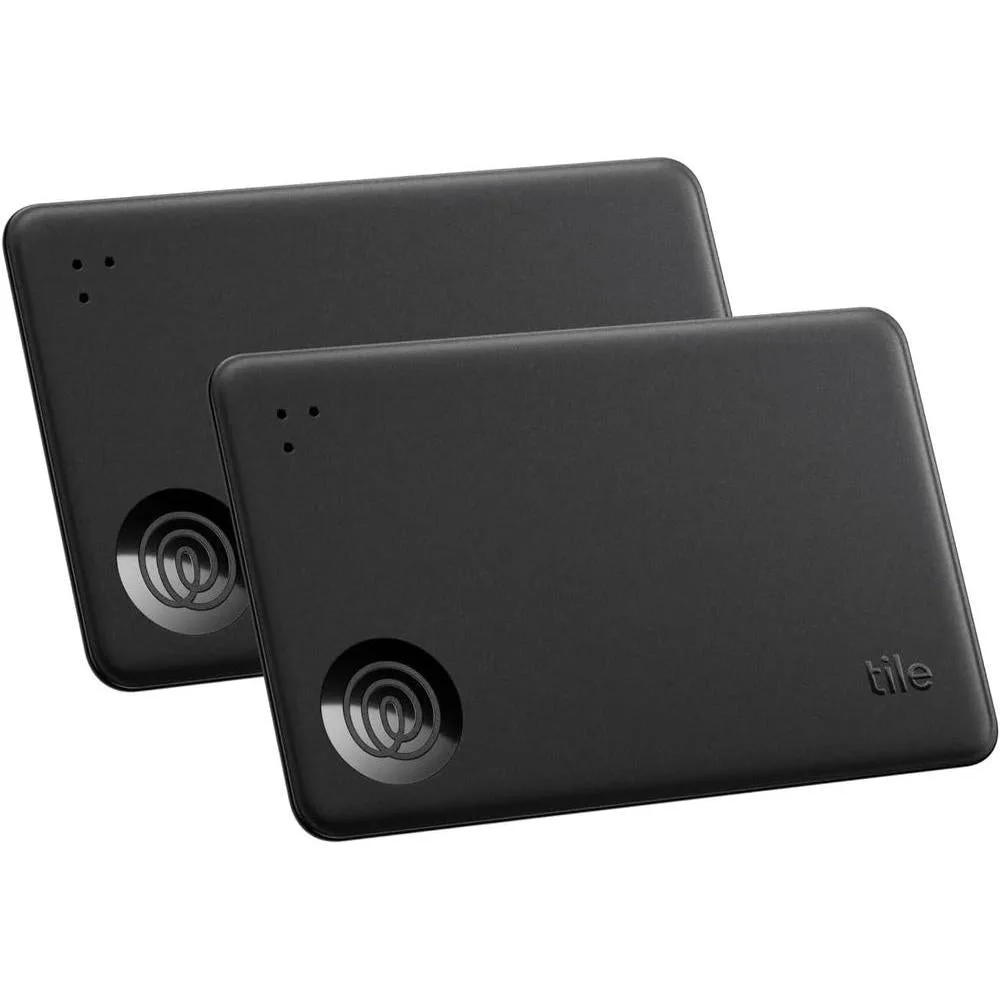 Tile by Life360 Slim - Wallet Finder, Bluetooth Tracker and Item Locator for Luggage Tags, Passports and More. Both iOS and Android Compatible. Phone Finder. 2-Pack (Black)