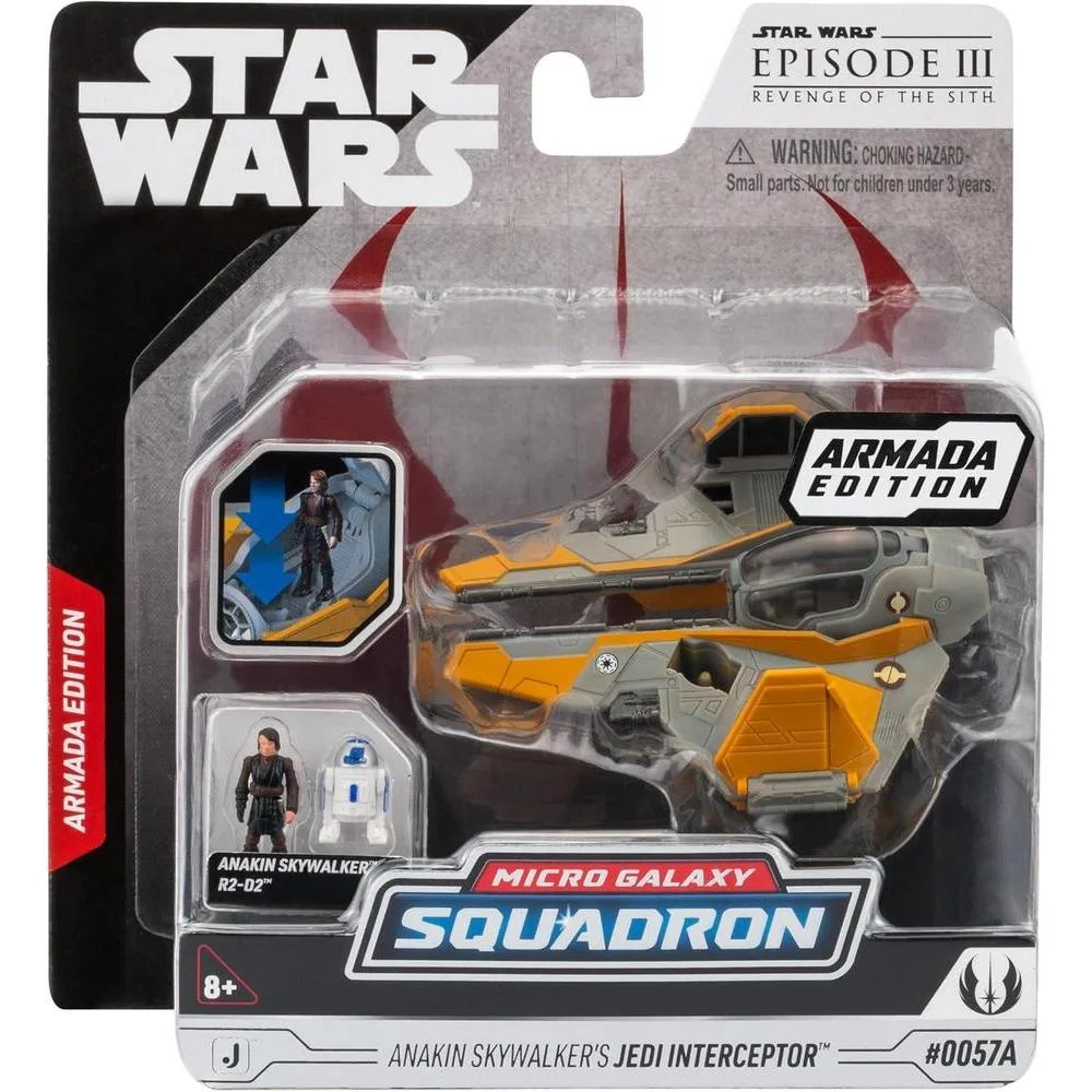 Paquete exclusivo Star Wars Micro Galaxy Squadron: Jedi Interceptor de Anakin con accesorios de figura y vehículo