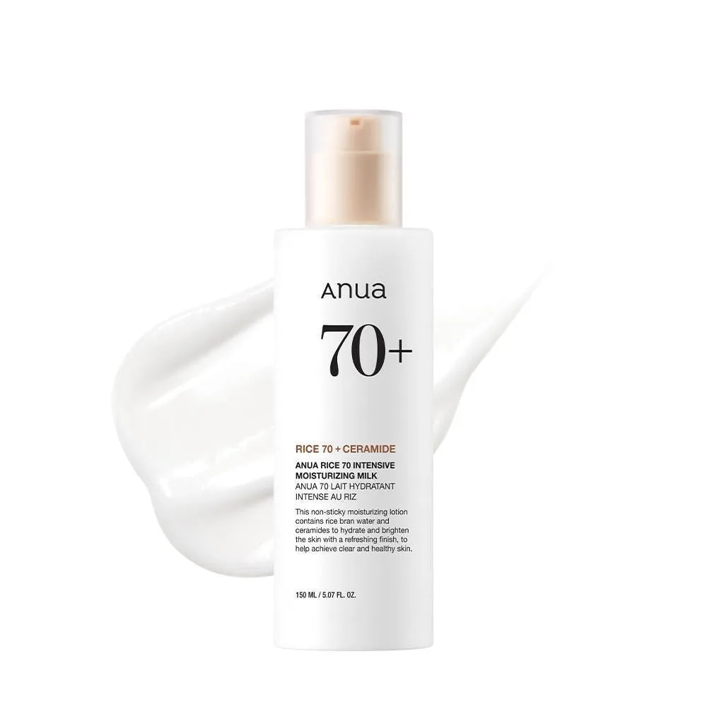 ANUA Rice 70 Leche Hidratante Intensiva, Loción Facial con Niacinamida, Ceramidas y Agua de Arroz, Cuidado Coreano