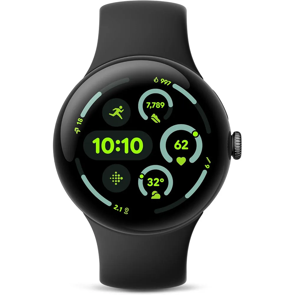 Google Pixel Watch 3 (45mm) - Android Smartwatch with Heart Rate Tracking, Advanced Running from Fitbit, Fitness Insights, 24-Hour Battery - Matte Black Aluminum Case - Obsidian Band - Wi-Fi