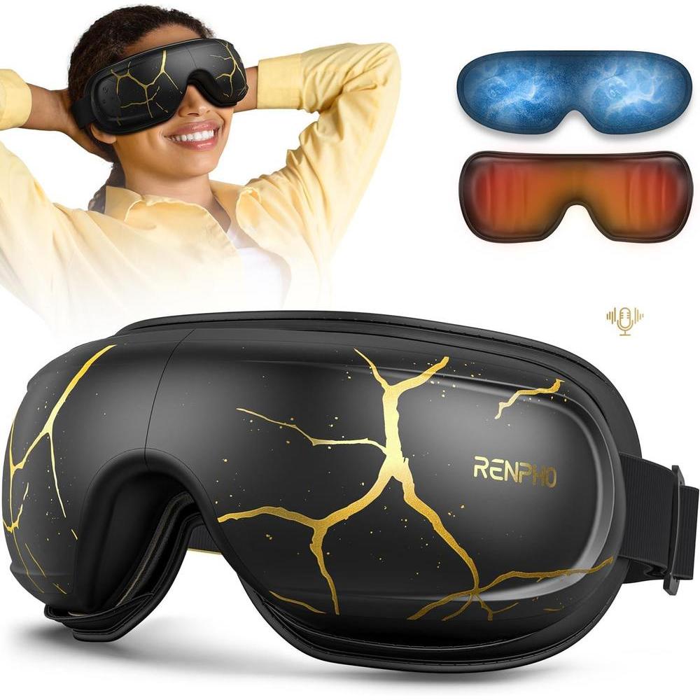 RENPHO Eye Massager with Heat and Cooling, FSA/HSA Eligible, Valentine's Day/Birthday Gifts for Women/Men, Eyeris Kintsugi Voice Control Eye Mask Massager for Migraines, Eye Care Device for Relaxation