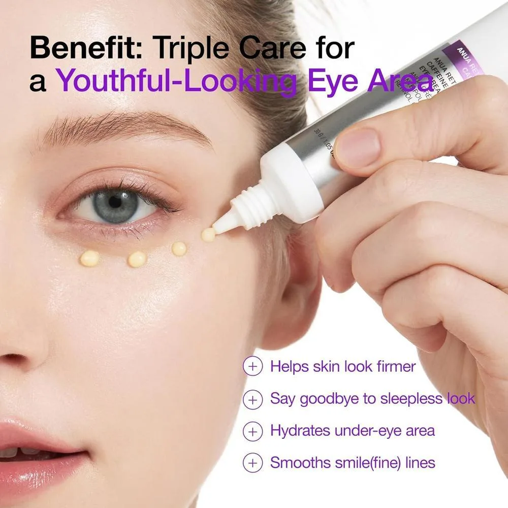 Anua Crema Revitalizante De Ojos Con Retinol 0.1% Cafeína Niacinamida 30g