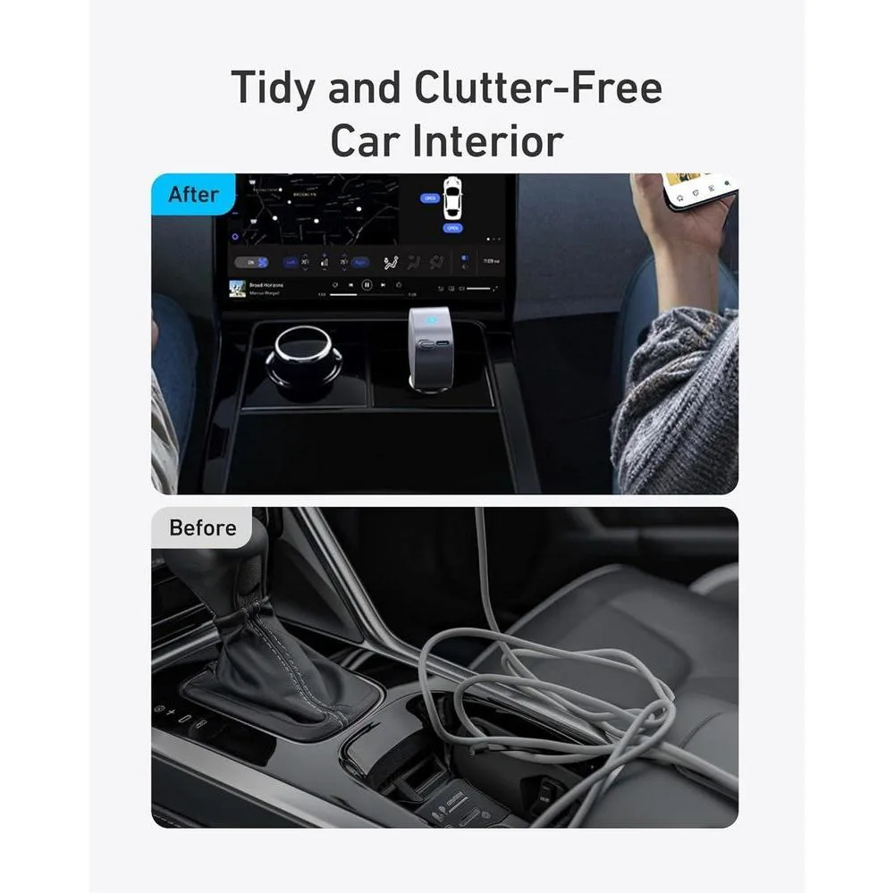 Anker Cargador de coche USB-C, carga rápida de 75W, ultracompacto con cable retráctil para múltiples dispositivos