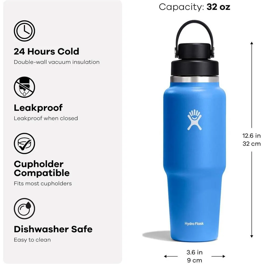 Hydro Flask Botella de Viaje con Tapa Flexible y Aislamiento de Doble Pared, Color Fossil