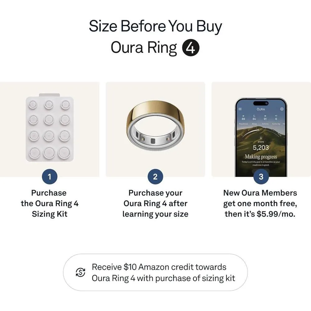 Anillo inteligente Oura 4 en dorado para rastreo de salud, sueño y actividad, compatible con iOS y Android