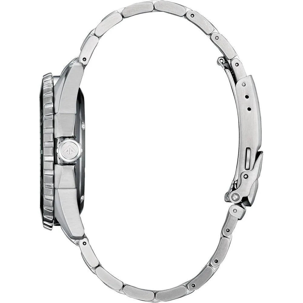 Citizen Eco-Dive Promaster Dive, reloj de pulsera de acero inoxidable plateado para hombre con esfera verde, 3 manecillas y calendario