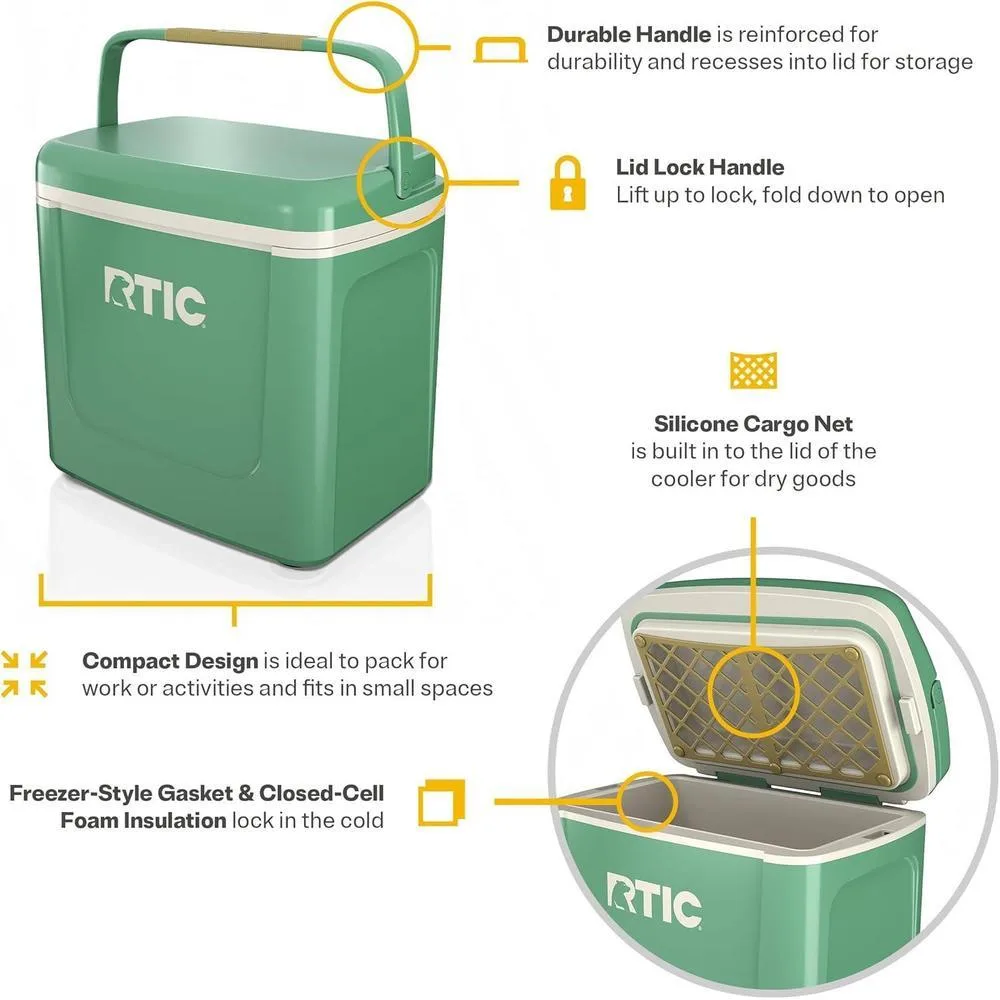 RTIC Hielera Personal Compacta Portátil para Alimentos, Bebidas, Playa, Camping, Picnic, Pesca y Barco, Capacidad de 12 Latas