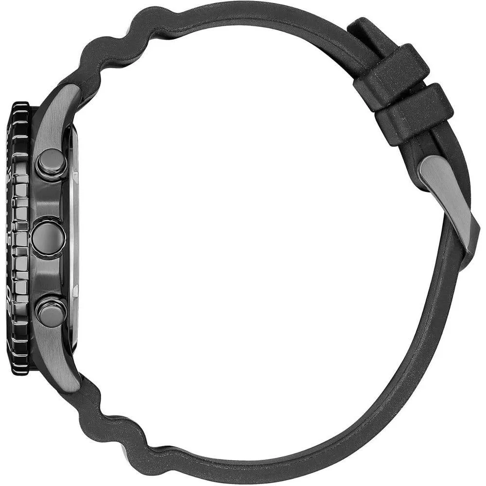 Citizen Eco-Drive Weekender Sport Casual, reloj analógico de acero inoxidable negro con correa de poliuretano, esfera azul