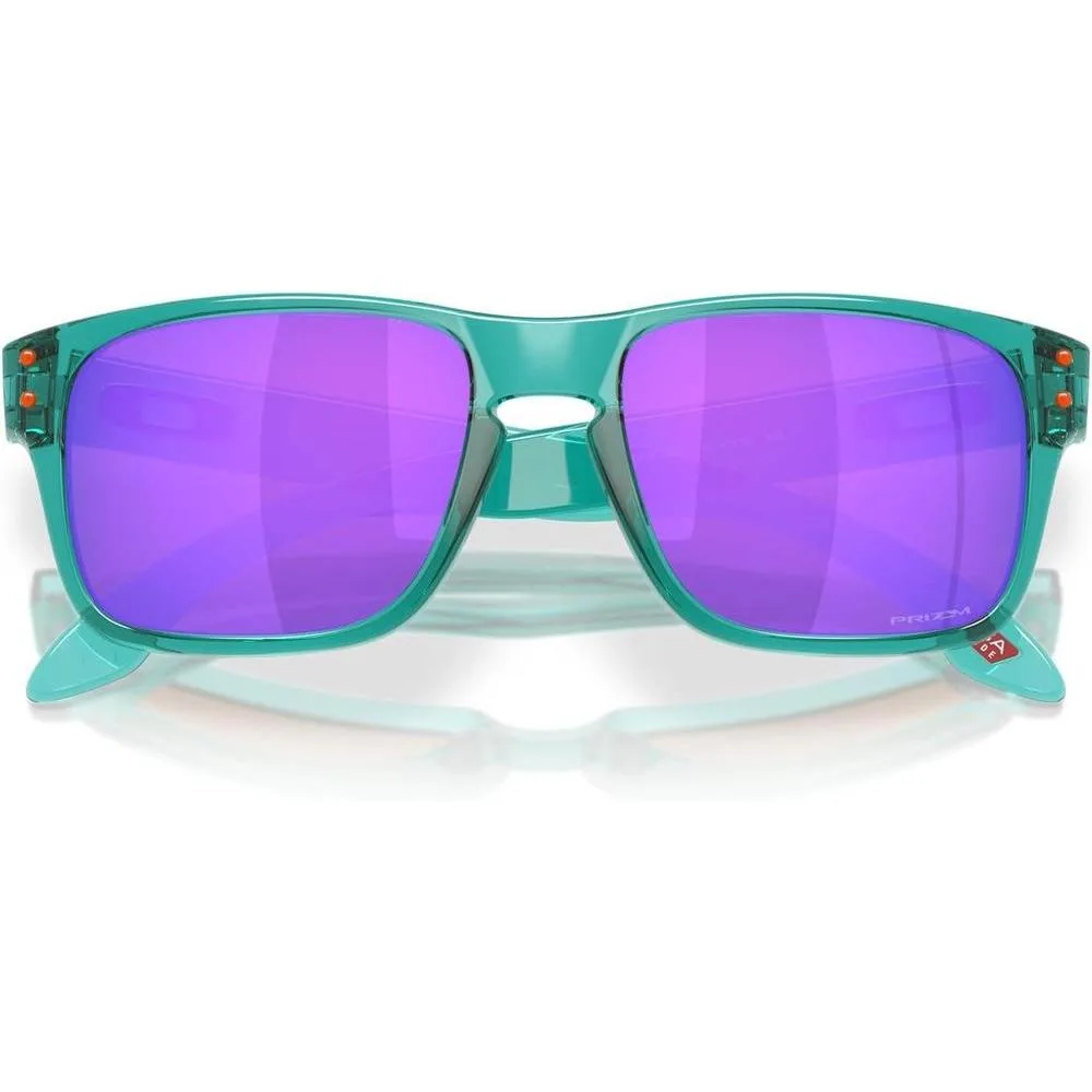 Gafas de sol Oakley Holbrook XXS para niños, diseño rectangular transparente con lentes Prizm violeta, protección UV