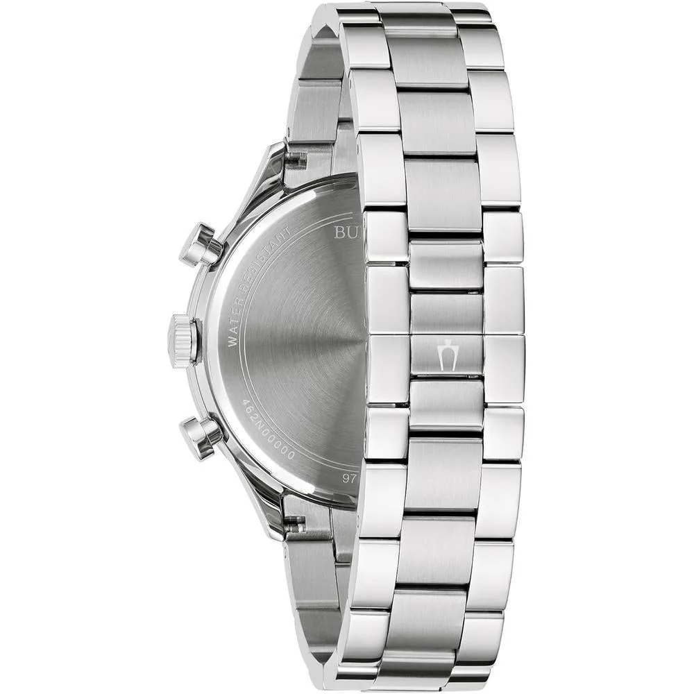 Bulova Reloj cronógrafo clásico de 6 manecillas para hombre de cuarzo, acero inoxidable, 24h, manecillas luminosas