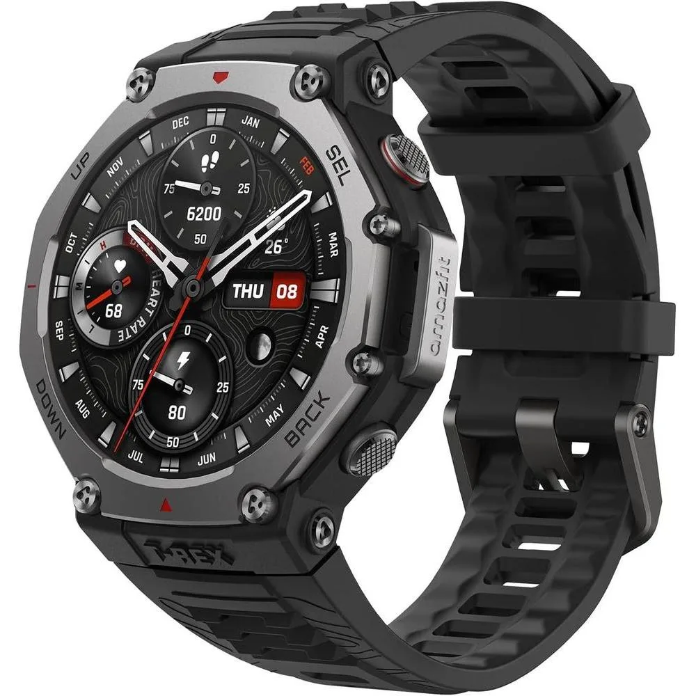 Amazfit T-Rex 3 - Reloj Inteligente Resistente Negro Con Pantalla Amoled 1.5 Pulgadas, Gps De Doble Banda Y 27 Días De Batería