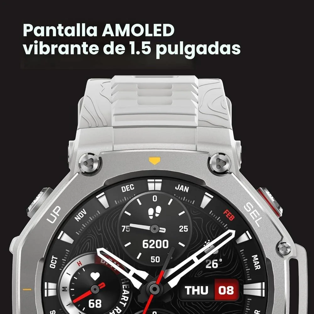 Amazfit T-Rex 3 - Reloj Inteligente Resistente Negro Con Pantalla Amoled 1.5 Pulgadas, Gps De Doble Banda Y 27 Días De Batería