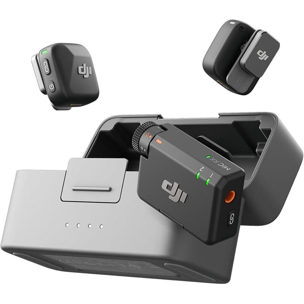 DJI Mic Mini (2 TX + 1 RX + Charging Case), Wireless Lavalier Microphone for iPhone/Camera/Android, Ultralight, Detail-Rich Audio, 48h Use, Noise Cancelling, Automatic Limiting, Vlog, Streaming