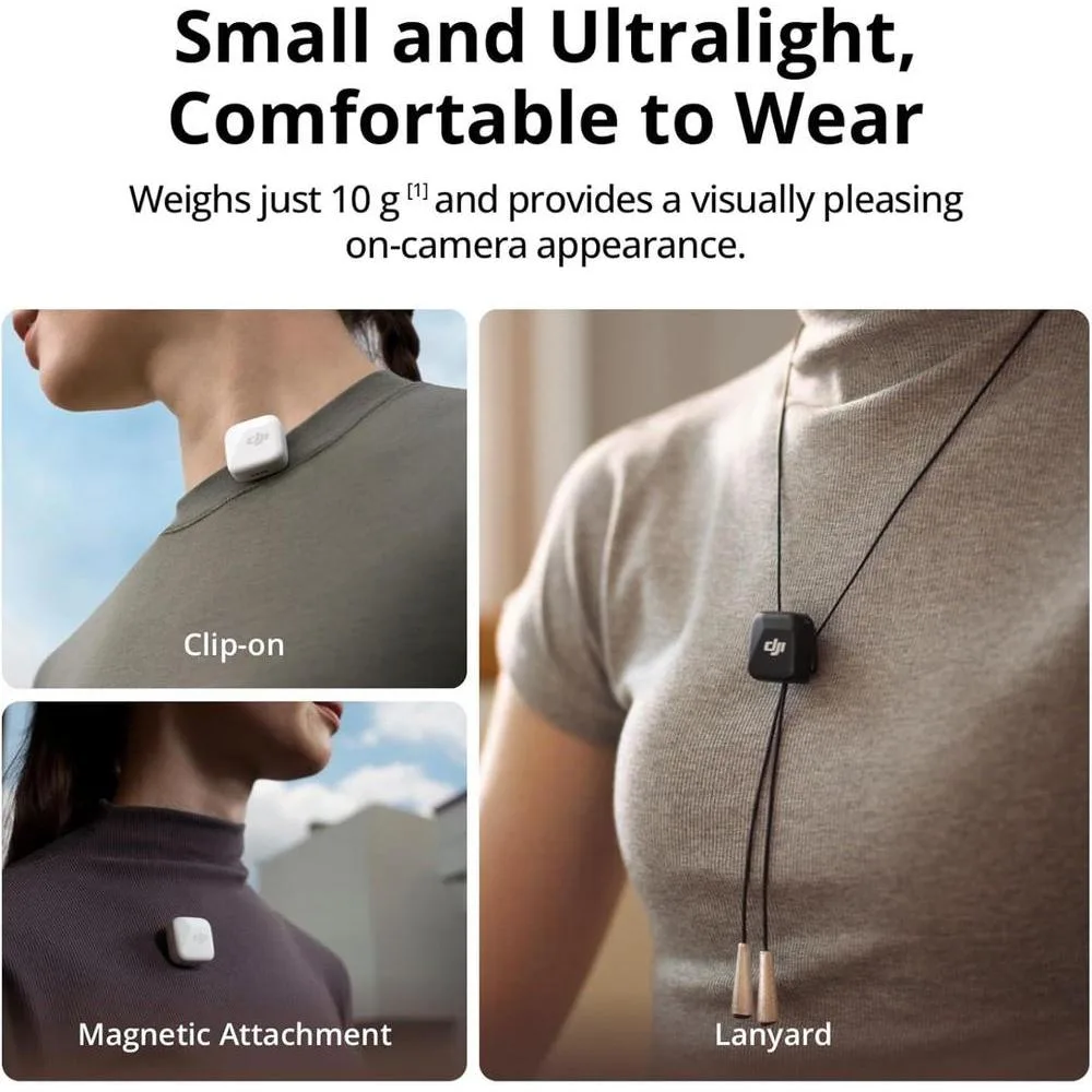 Micrófono inalámbrico DJI Lavalier Mini para iPhone, cámara y Android, diseño ultraligero con audio detallado y cancelación de ruido