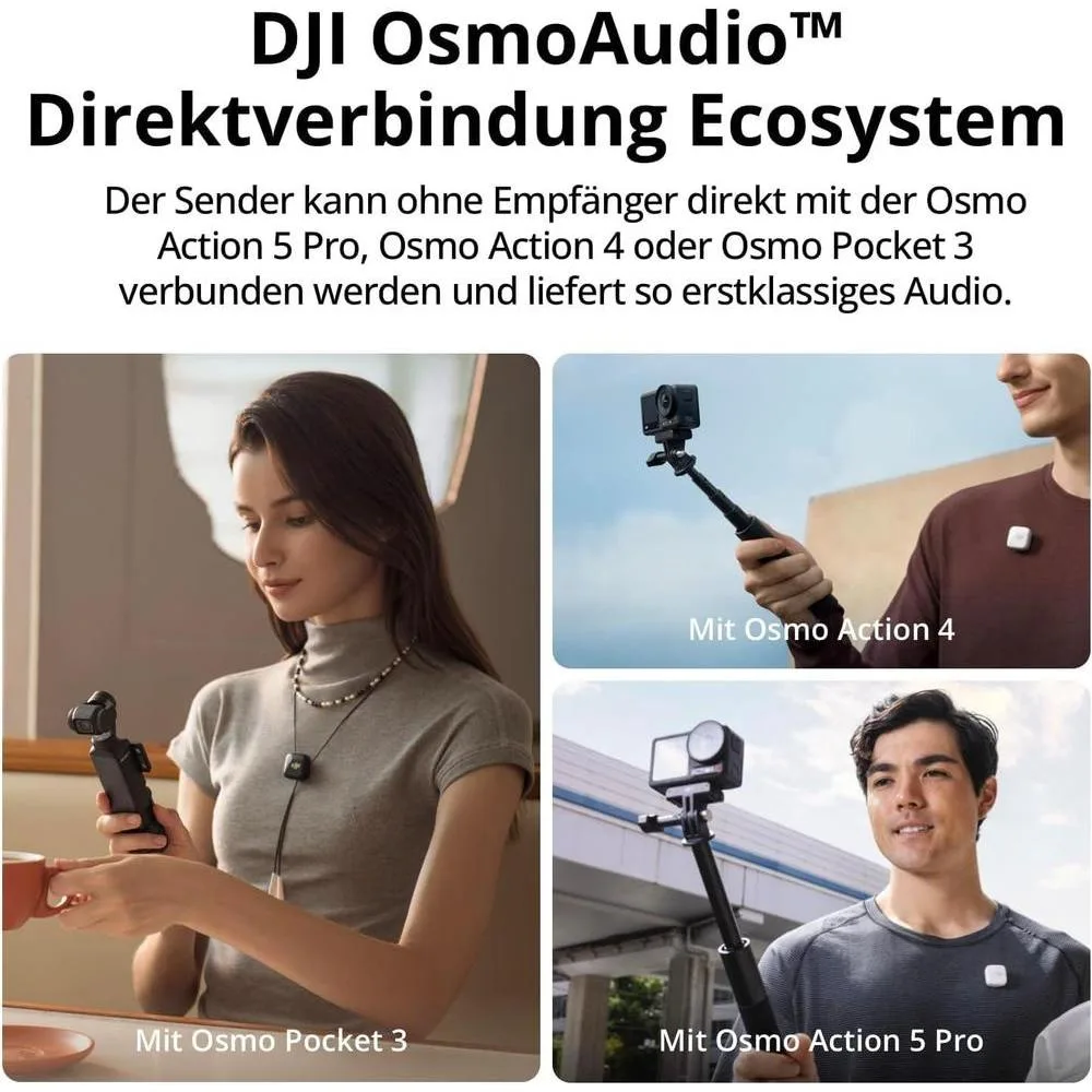 DJI Mic Mini (1 TX + 1 RX), micrófono inalámbrico Lavalier para iPhone, cámara, Android, ultraligero, con cancelación de ruido