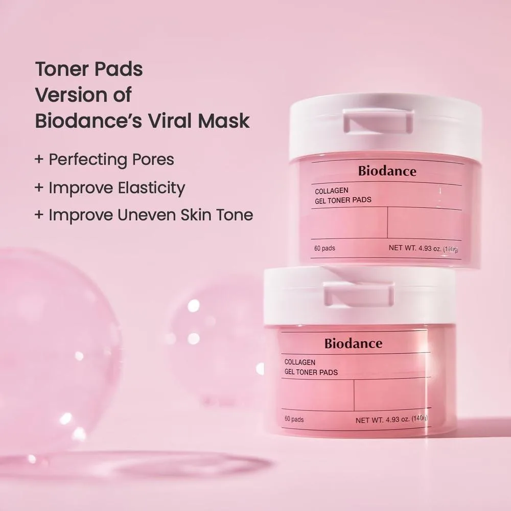 Biodance Almohadillas de tóner de gel de colágeno para minimizar poros y mejorar elasticidad, adecuado para piel sensible