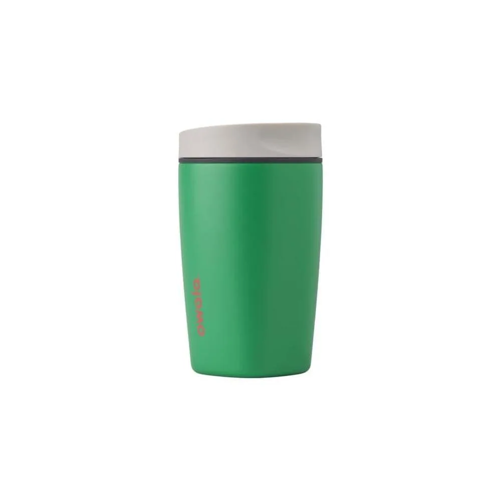 Owala SmoothSip Slider Insulated Stainless Steel Coffee Tumbler, Reusable Iced Coffee Cup, Hot Coffee Travel Mug, BPA Free 12 oz, Grey/Green (Sour Apple)