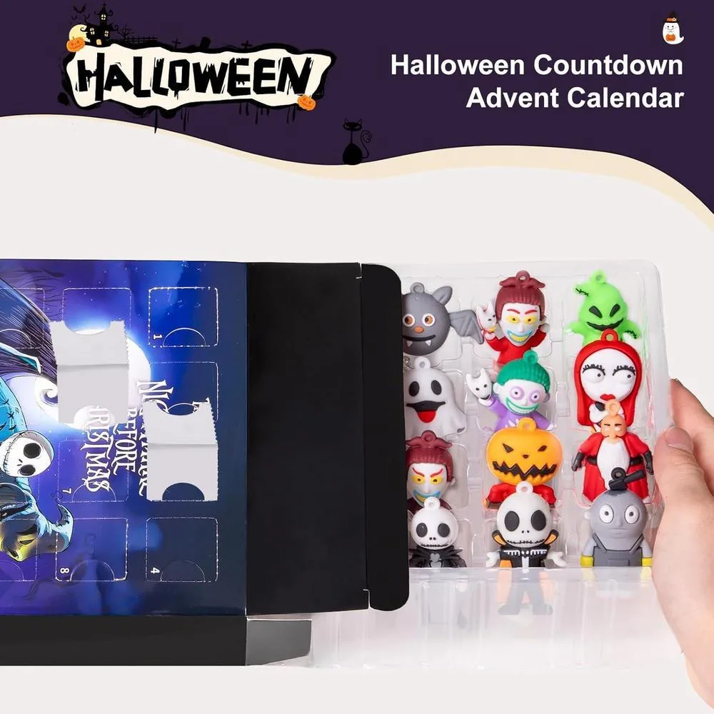 Calendario de Adviento de Halloween 2025 con 24 coleccionables para niños, adultos y adolescentes. Adornos decorativos para regalos