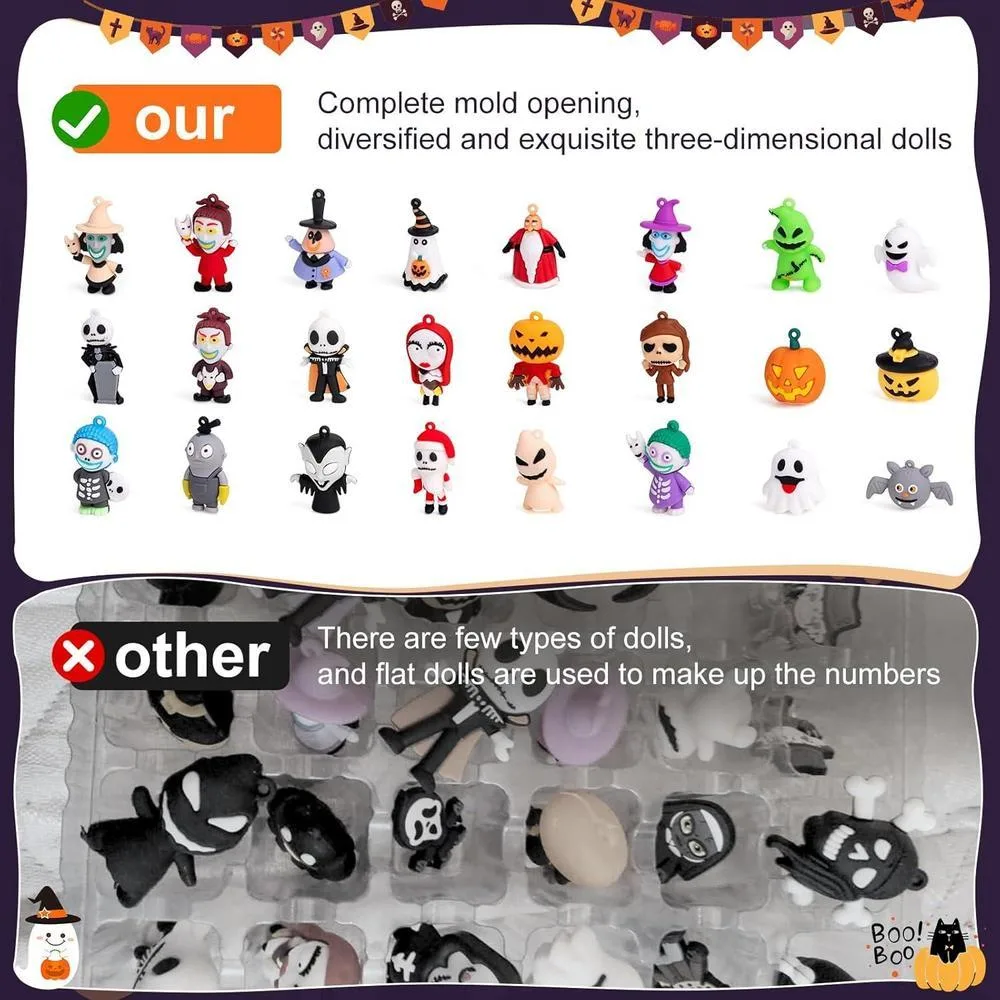 Calendario de Adviento de Halloween 2025 con 24 coleccionables para niños, adultos y adolescentes. Adornos decorativos para regalos