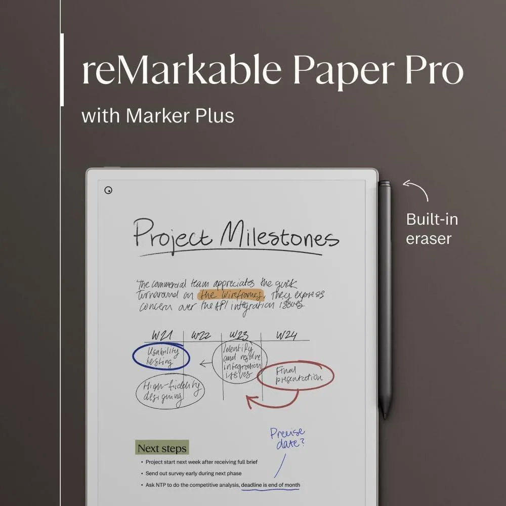 reMarkable Paquete Paper Pro - Incluye tableta de papel reMarkable y bolígrafo Marker Plus con borrador