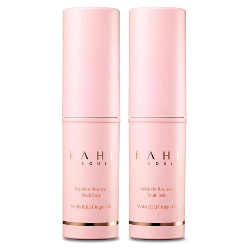 KAHI Wrinkle Bounce Multi Balm - DUO EDITION | All-in-One Hydrating Balm Eye Cream Make Up Base & Moisture Stick | Daily Moisturizer Stick with Salmon-derived sodium DNA (0.64 oz)