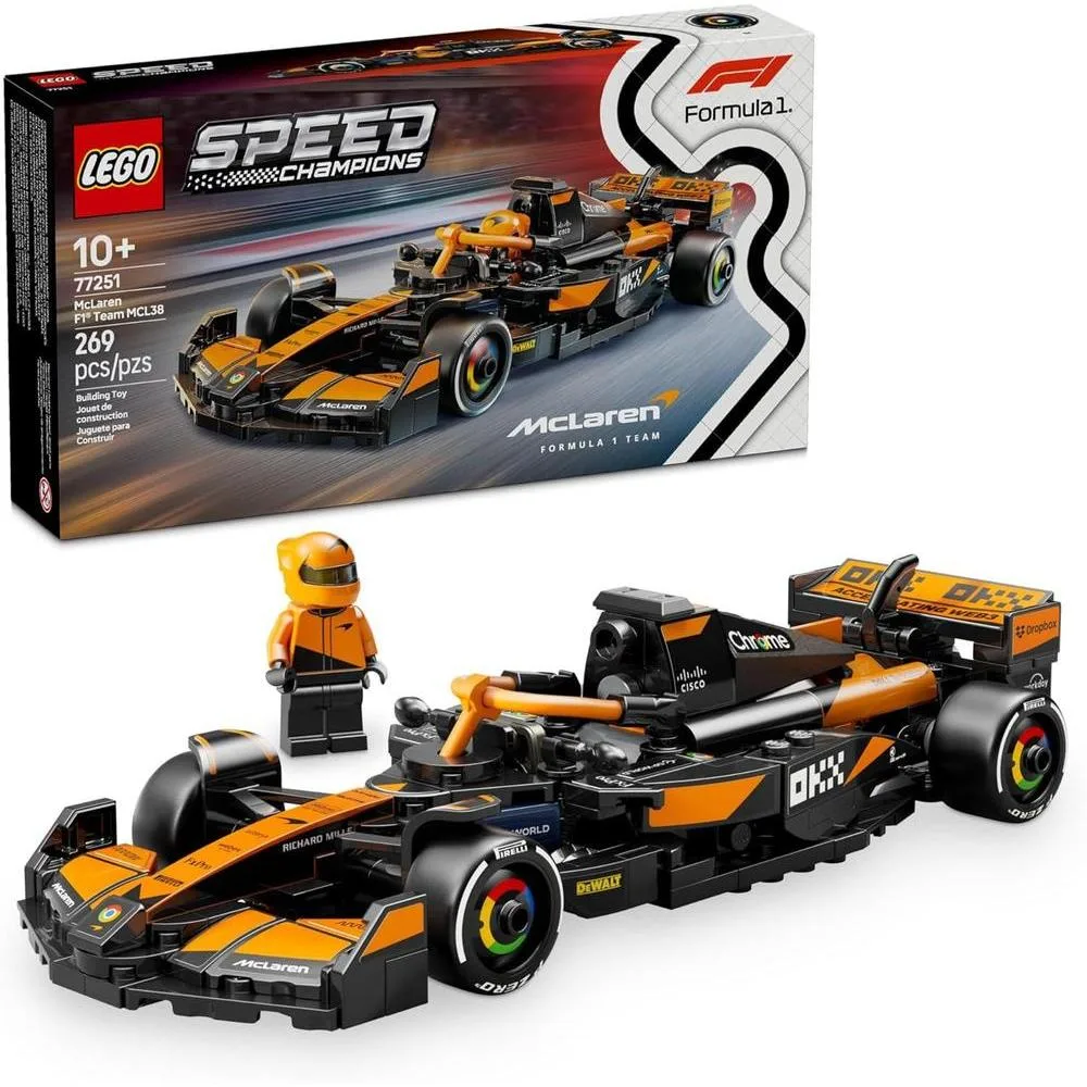 LEGO Speed Champions McLaren F1 Team MCL38 Race Car Toy - Building Set for Kids, Boys & Girls, Ages 10+ - Toy Car for F1 Fans - Gift Idea for Birthday - 77251