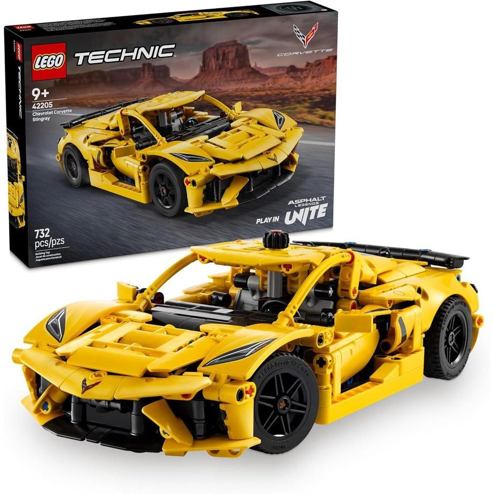 LEGO Technic Chevrolet Corvette Stingray Toy Car - Building Toy Set for Kids, Boys and Girls, Ages 9+ - Model Car Kit for Display - Gift Idea for Birthday - 42205