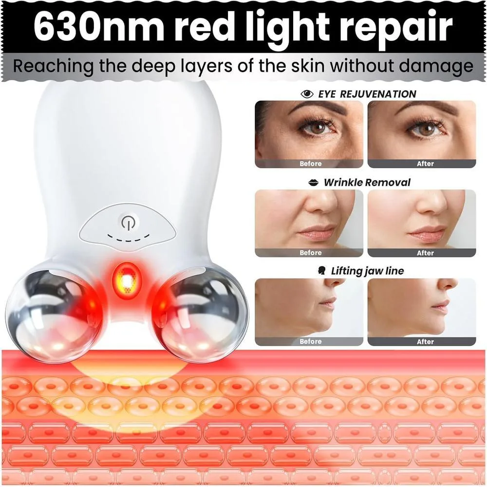 Dispositivo Facial con Tecnología de Microcorriente y Luz Roja para Levantar el Rostro y Tensar la Piel, Antiarrugas Inteligente