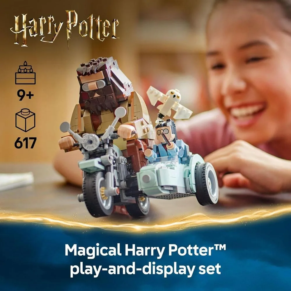 LEGO Harry Potter Hagrid y Harry, Juguete de construcción de motocicleta para niños y fanáticos, ideal para regalo
