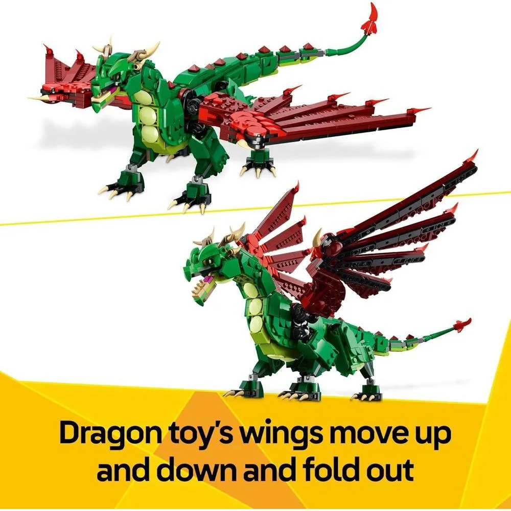 LEGO Creator Juguete medieval 3 en 1 con dragón, serpiente marina y fénix para niños y niñas