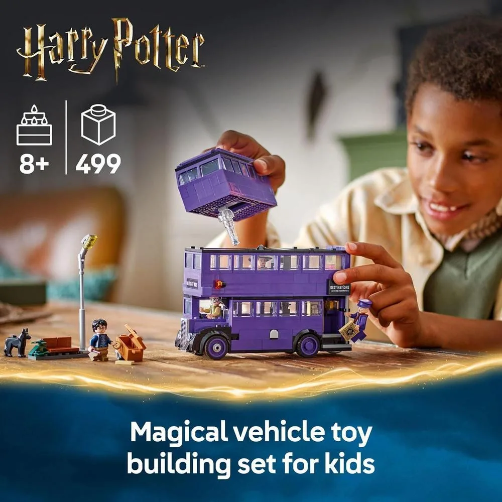 LEGO Harry Potter Knight Bus Adventure, set de construcción para recrear escenas con 5 minifiguras del mundo mágico