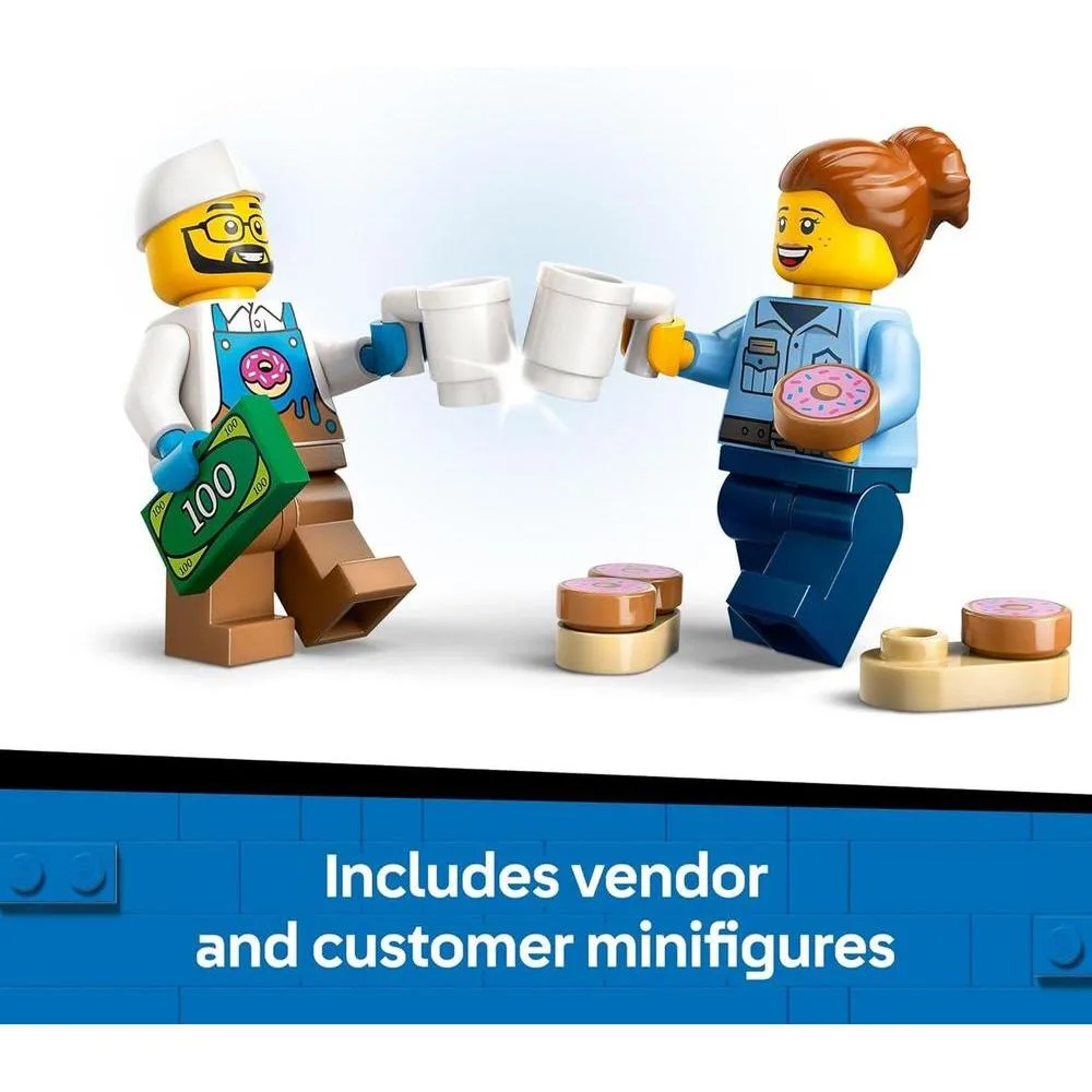 LEGO City Camión de Donas - Juguete de Construcción para Niños, Incluye Minifiguras de Proveedores y Clientes con Accesorios Divertidos