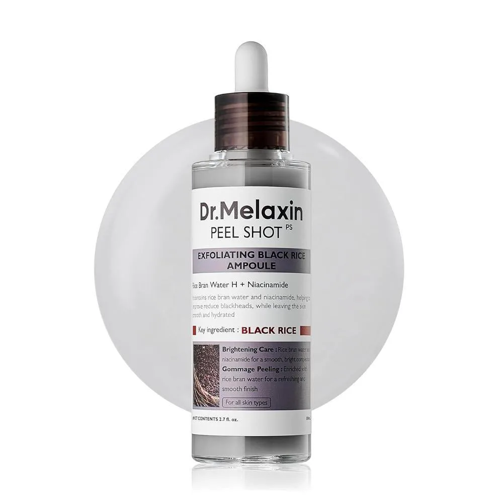 Dr.Melaxin Peel Shot Glow Ampolla Exfoliante de Arroz 80ml Exfoliante Facial y Corporal Suave Diario para Células Muertas de la Piel Removedor de Puntos Negros para Todo Tipo de Piel Cuidado de la