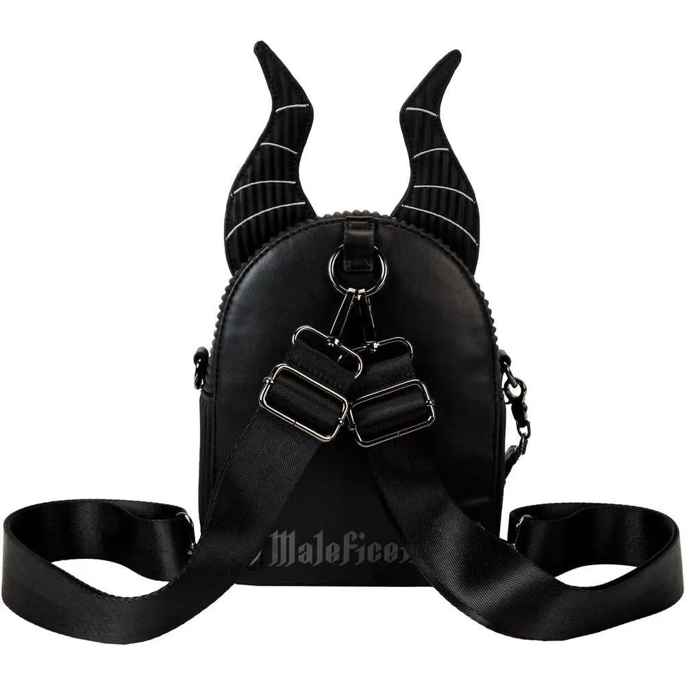 Loungefly Disney Villains Maleficent mochila convertible con diseño exclusivo de cuero vegano y herrajes plomizos