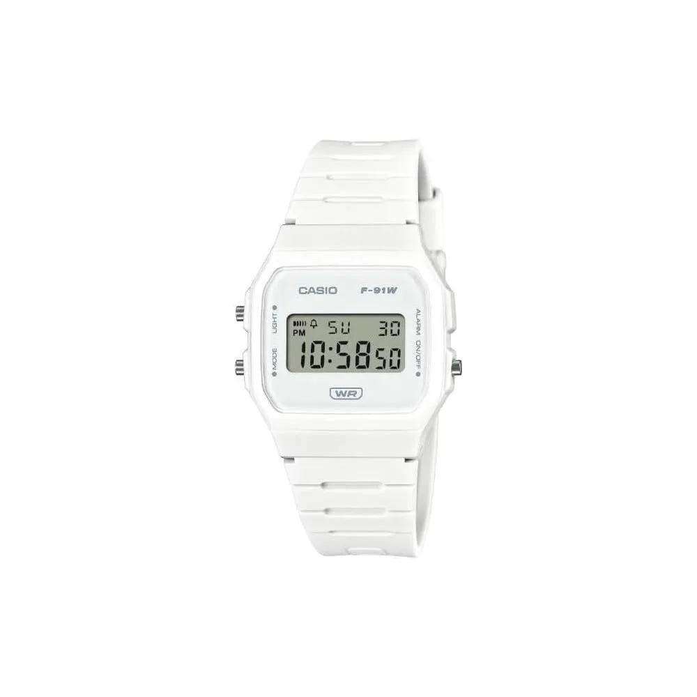 Casio F-91WB Series | Men’s Digital Watch | Turquoise | Bio-Based Resin Band | LED Backlight | Stopwatch | Daily Alarm | Auto Calendar | 12/24 Hour Format | Water Resistant