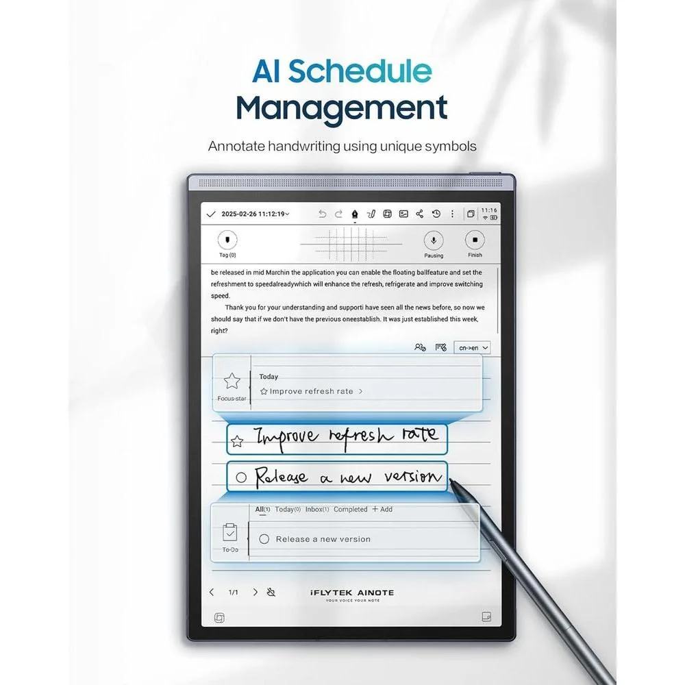 AINOTE Air 2, tableta de papel de escritura con IA, cuaderno digital con bolígrafo y transcripción de voz a texto