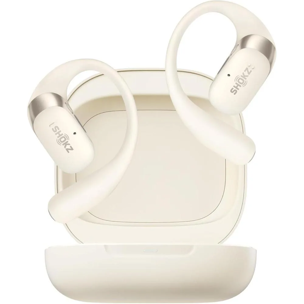 SHOKZ New OpenFit 2 Open-Ear Headphones, True Wireless Bluetooth Earphones with Microphone, Earhook Earbuds with 48 Hours of Playtime, Fast Charging, IP55 Water-Resistant, with Carrying Bag, Beige