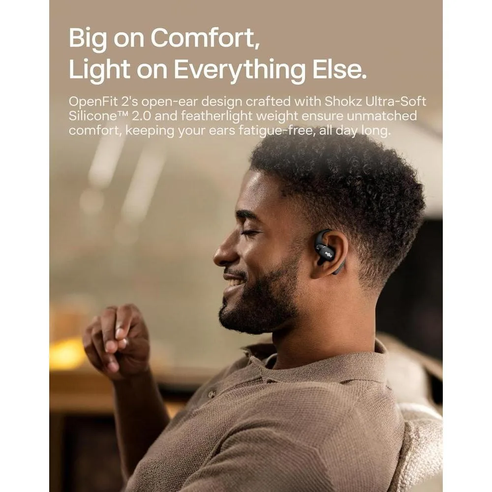 Shokz Openfit 2: Auriculares Abiertos Bluetooth Con Micrófono Y Gancho Para La Oreja, 48h Reproducción, Negros