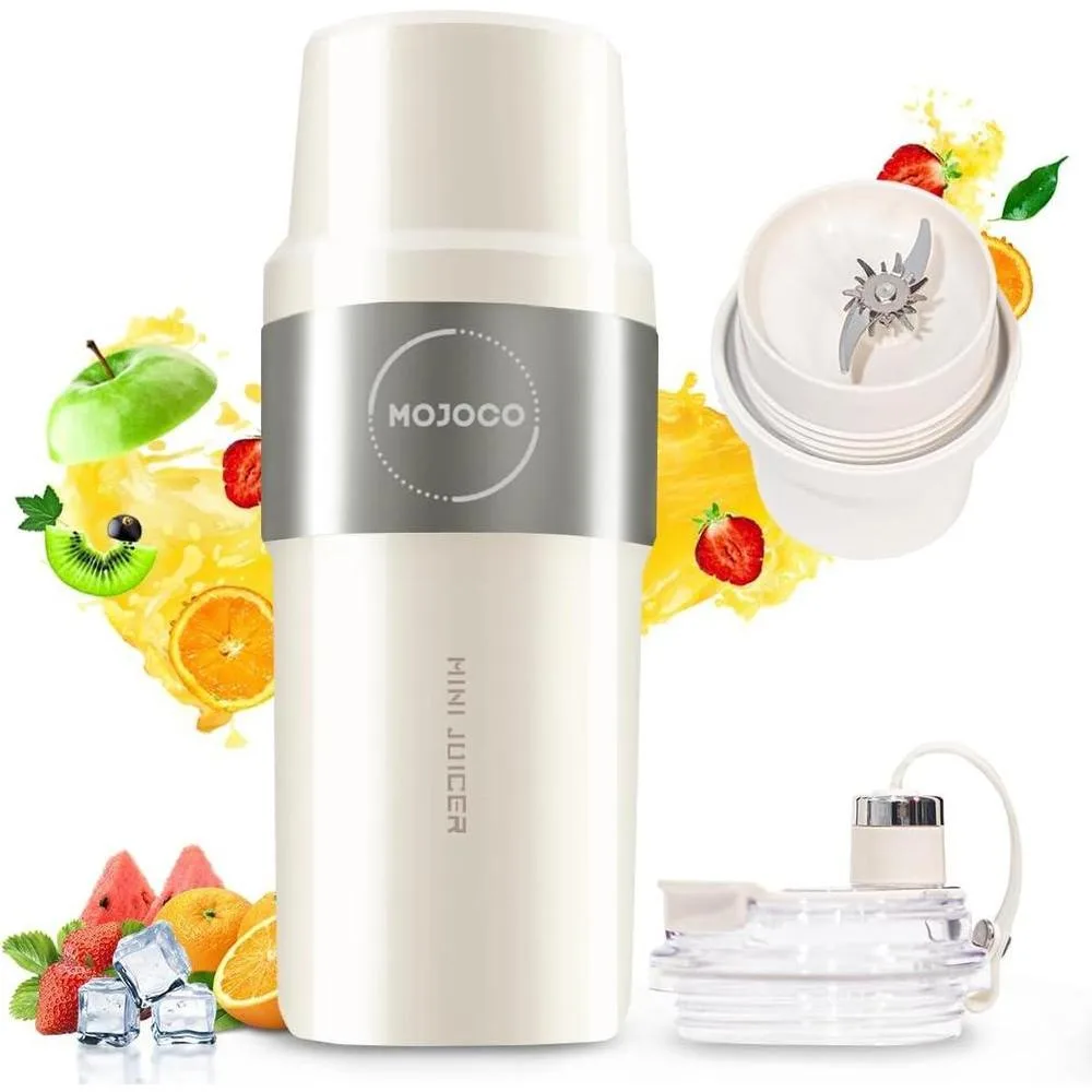 Mojoco Personal Smoothie Blender – Vacuum Insulated Blender for Fruits and Vegetables - Rechargeable Portable Blenders with Stainless Steel Blade for Travel, Camping, Gym